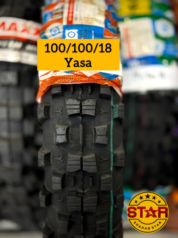 لاستیک عقب موتورسیکلت مناسب تریل و اندرو سایز 100/100/18 برند ایرانیاسا