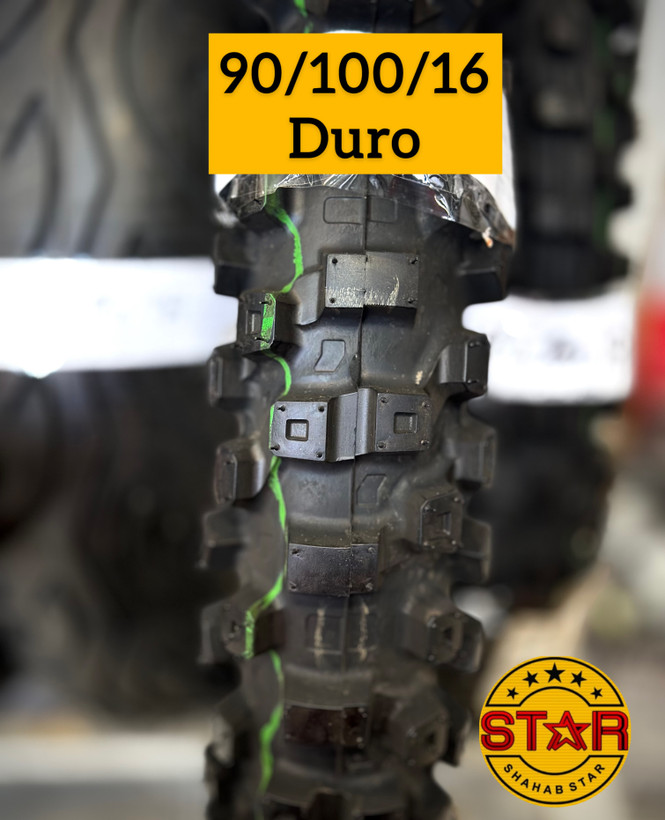 لاستیک موتور سیکلت سایز 90/100/16 گل کراس برند دورو DURO