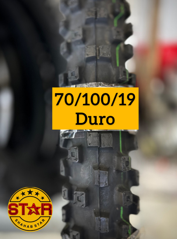 لاستیک موتورسیکلت سایز ۷۰/۱۰۰/۱۹ گل کراس برند دورو DURO