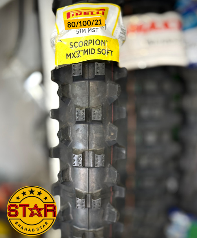 لاستیک جلو موتورسیکلت مناسب کراس سایز 80/100/21 برند پیرلی PIRELLI